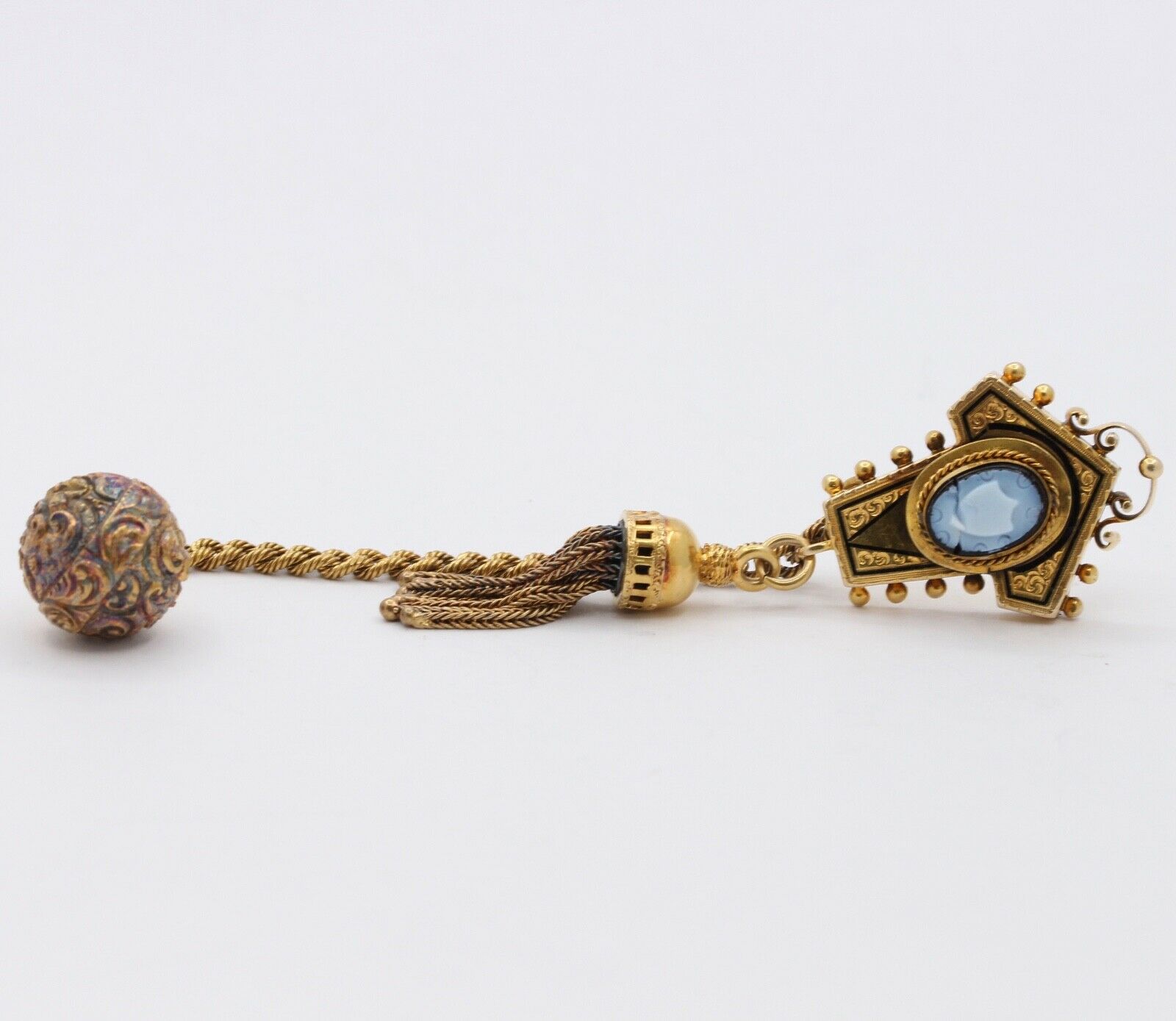 Victorian 14K Yellow Gold Enamel Clock Brooch pin