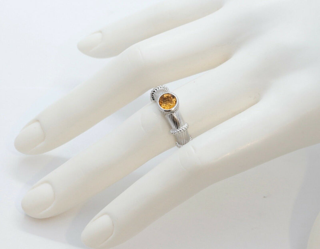 Vintage Judith Ripka Citrine 925 Sterling Silver Ring