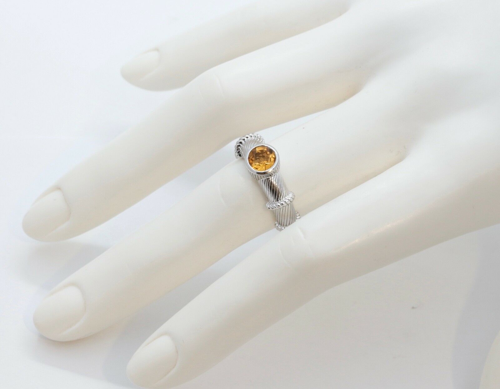 Vintage Judith Ripka Citrine 925 Sterling Silver Ring