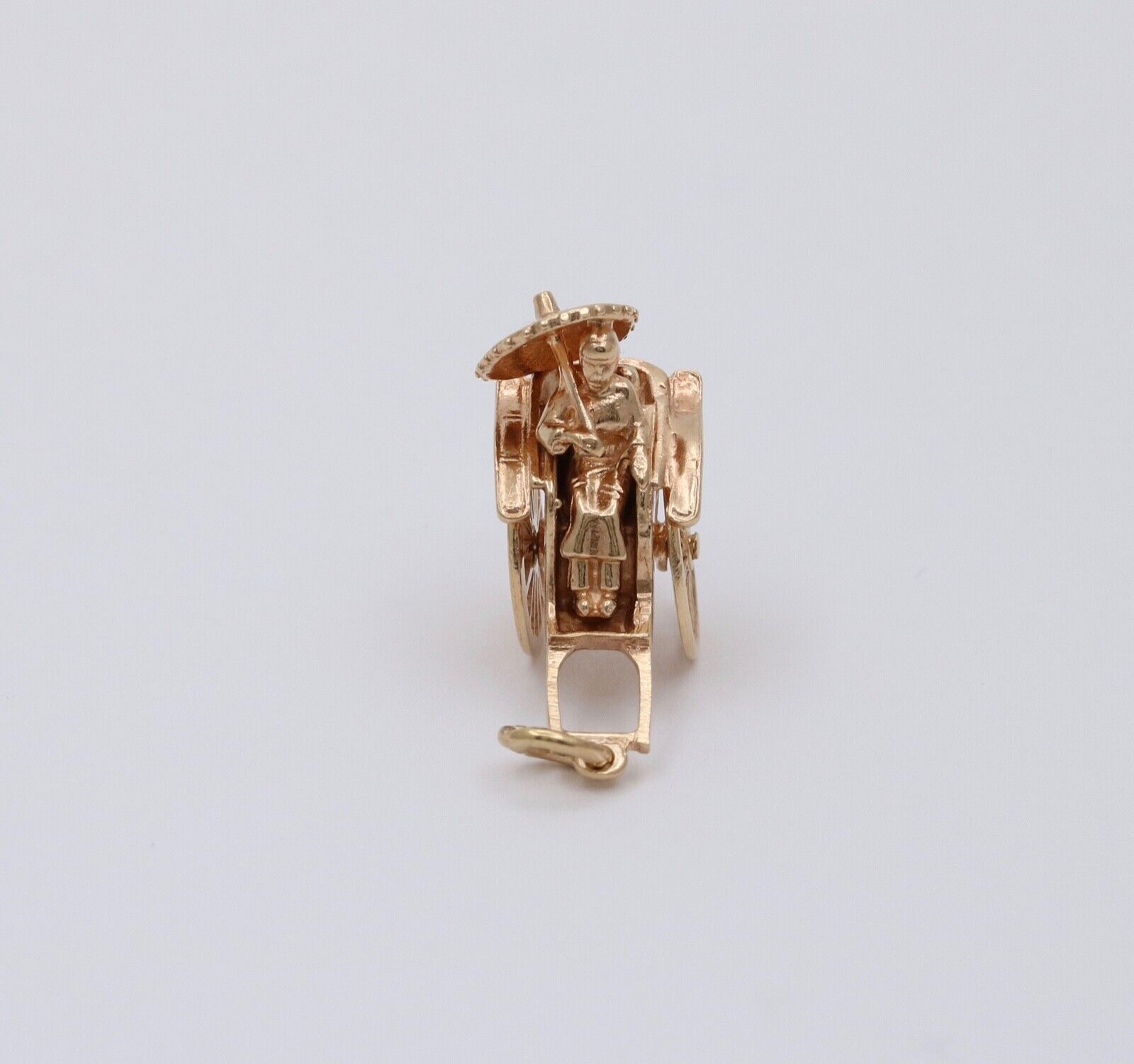 Vintage 14K Yellow Gold Chinese Rickshaw Charm Pendant