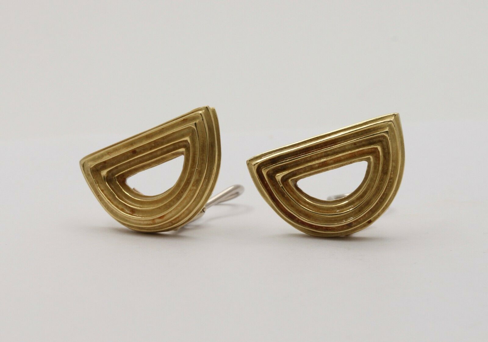 The Christopher Walling Classic Half Moon 14K Yellow Gold Clip Earrings.