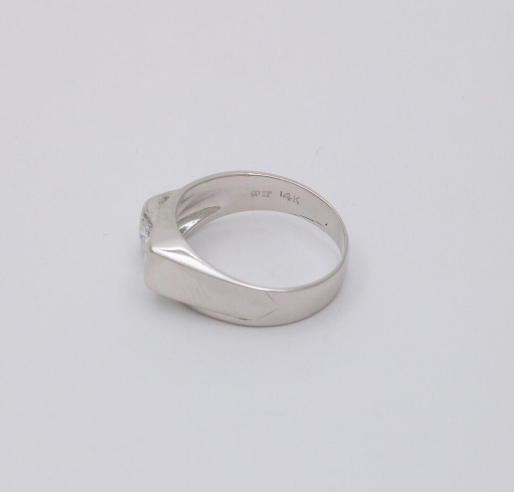 Vintage 14K White Gold Diamond Bypass Ring, Band.
