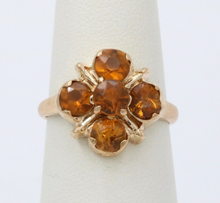 Load image into Gallery viewer, Vintage 14K Yellow Gold Citrine Flower Ring, Cocktail Ring
