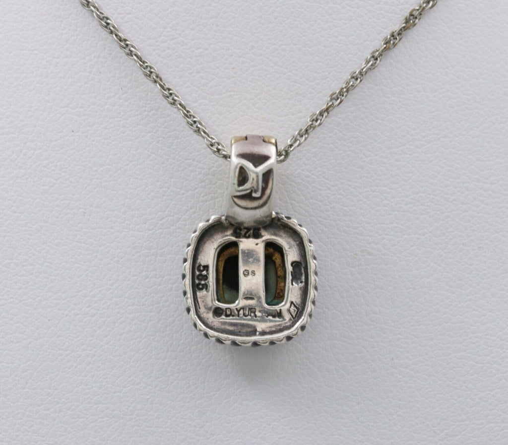 Vintage David Yurman 14K Gold & Sterling Silver Onyx Albion Enhancer Pendant Nec