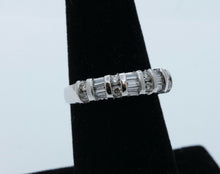 Load image into Gallery viewer, Beautiful Vintage Round Baguette Diamonds 14K White Gold Wedding Band Ring
