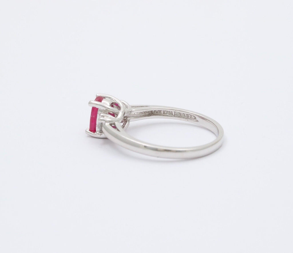 Vintage Ruby Diamonds 10K White Gold Ring
