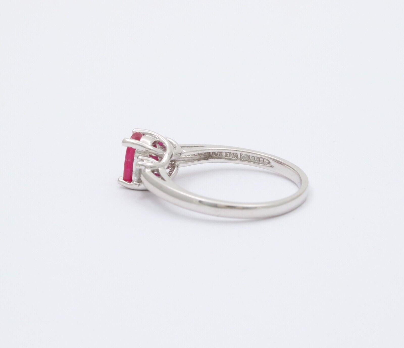 Vintage Ruby Diamonds 10K White Gold Ring