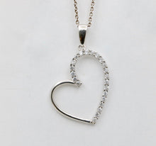 Load image into Gallery viewer, Vintage Heart White CZ 10K White Gold Pendant
