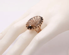 Load image into Gallery viewer, European Hallmarked Smoky Topaz 14K Rose Gold Statement Ring
