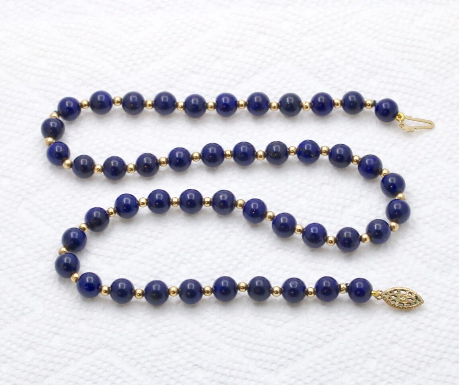 Vintage Lapis Lazuli 14K Yellow Gold Necklace