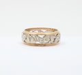 Vintage Heart and Leaves 14K White Yellow Gold Ring Band