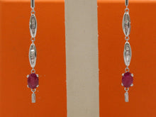 Load image into Gallery viewer, Vintage 14K White Gold Hanging Ruby Diamond Earrings
