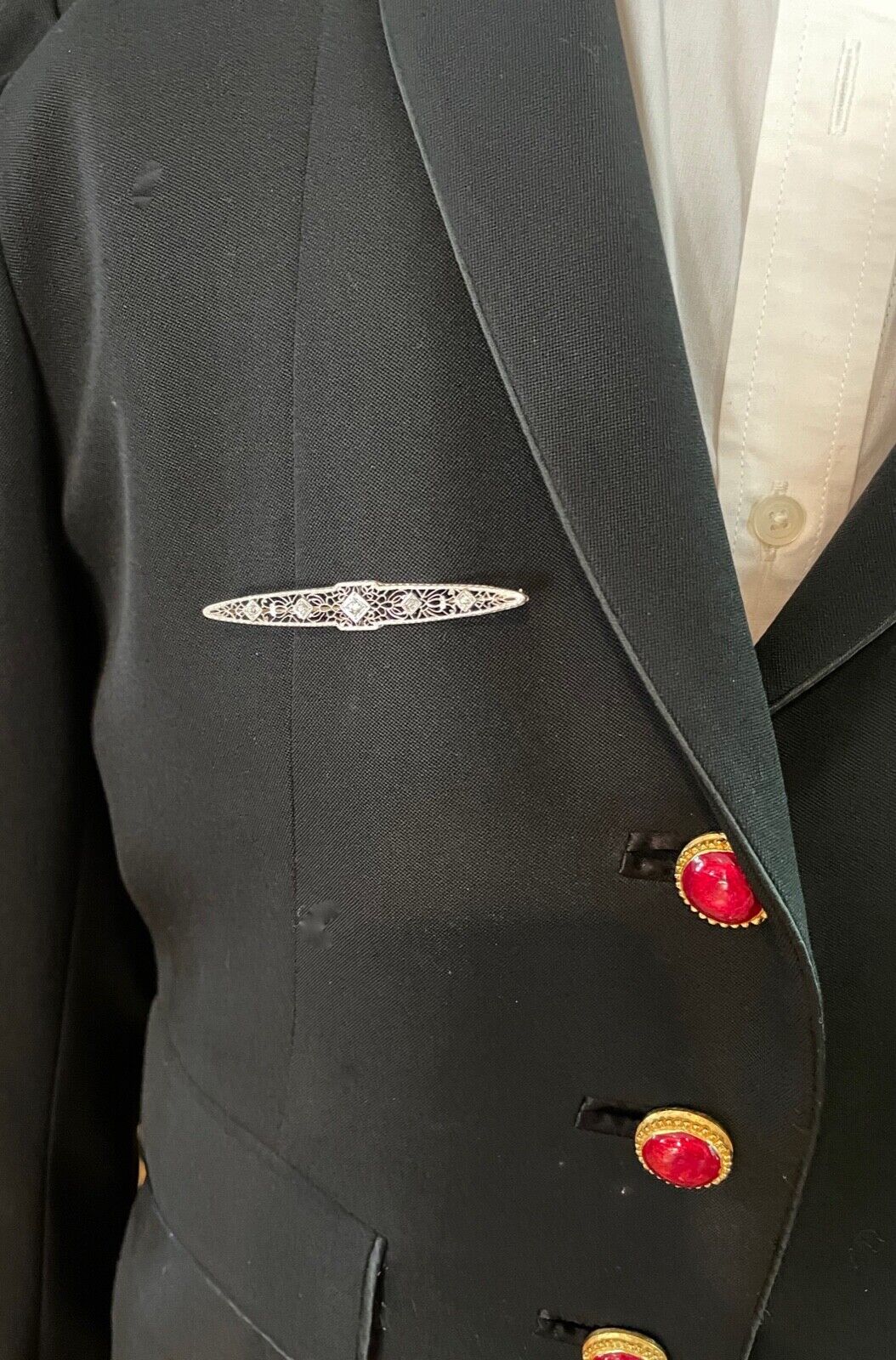 Art Deco Diamonds 14K White and Yellow Gold Brooch Pin
