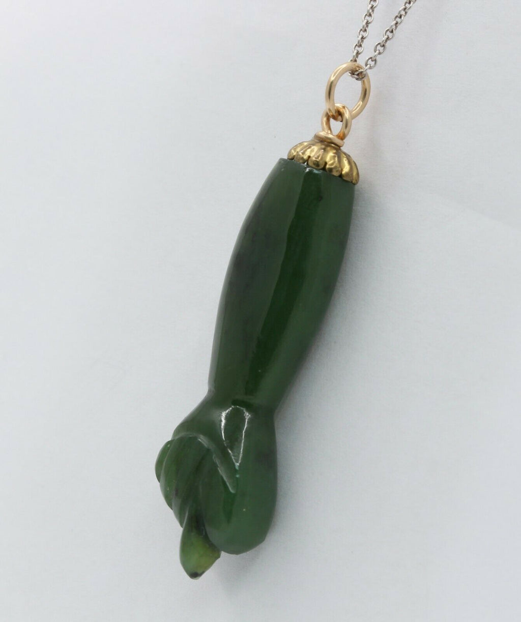 Vintage 14K Yellow Gold Jade Fist Pendant