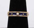 Vintage Ladies Diamonds 18K Yellow Gold Enamel Wedding Band Stacking Ring