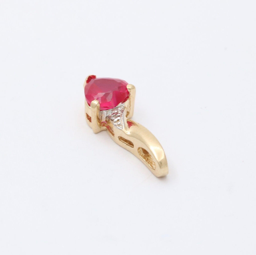 Vintage 10K Yellow Gold Heart Diamond Pendant