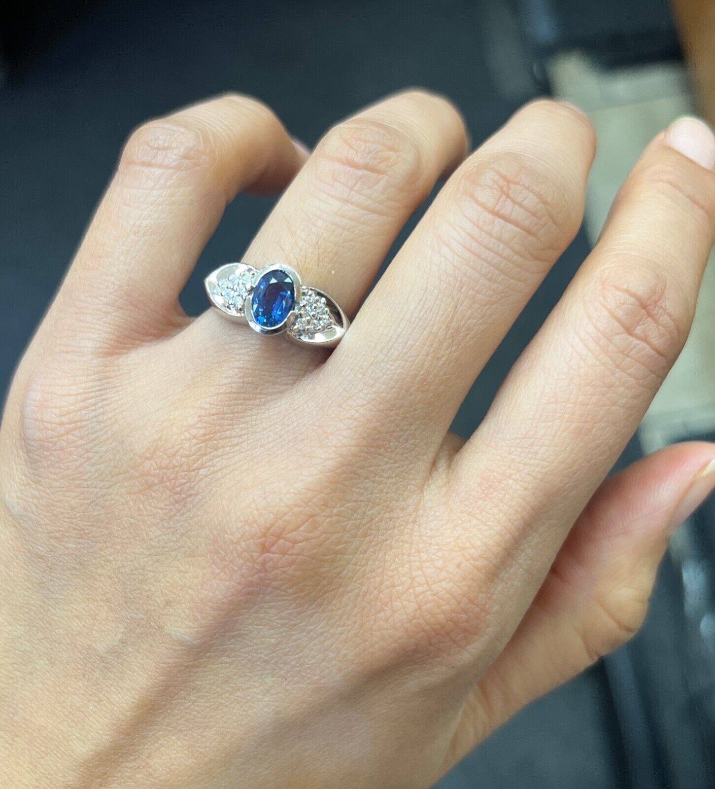 Vintage 18K White Gold Sapphire & Diamond Ring