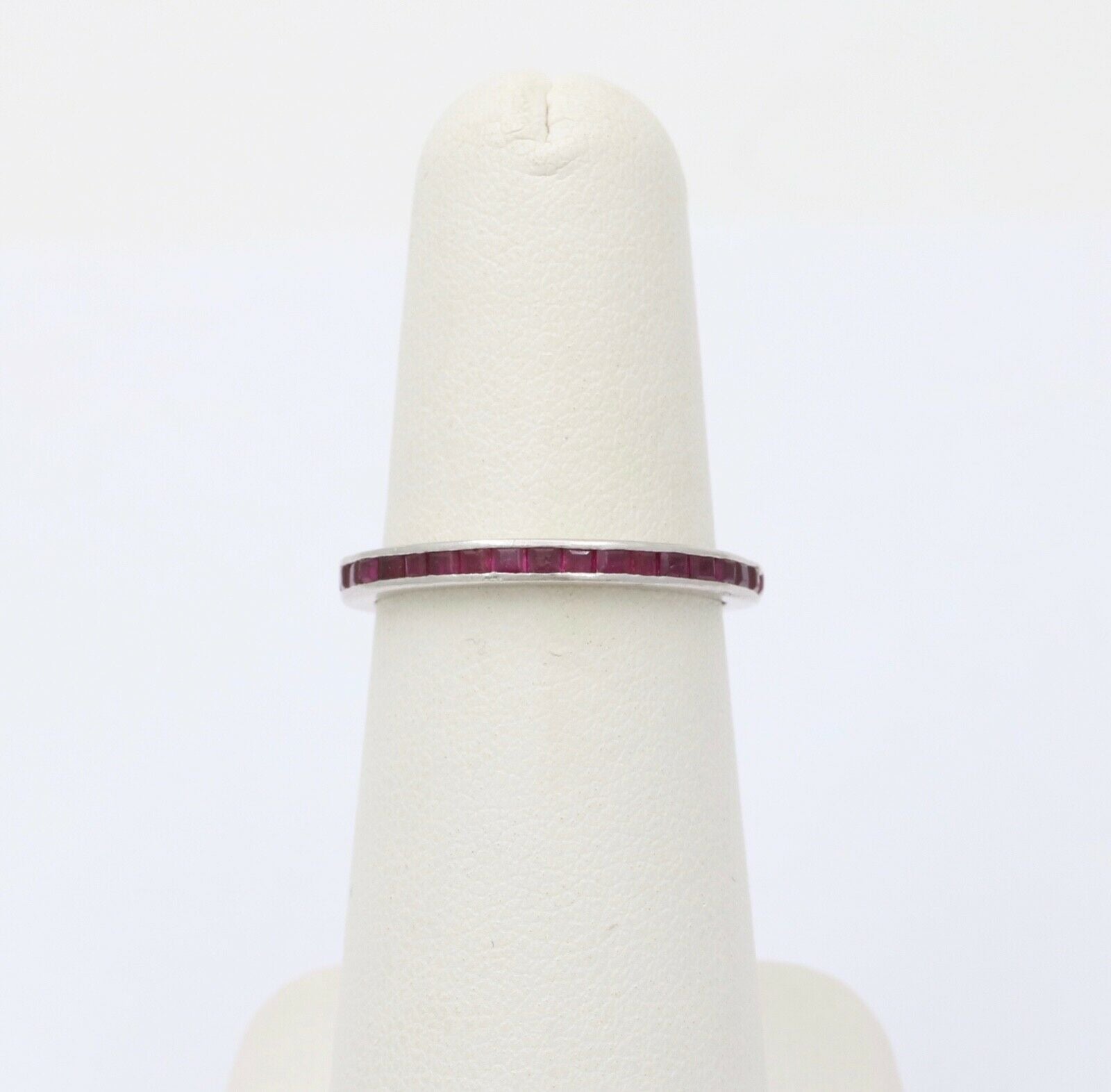 Vintage Rubies 18K White Gold Eternity Band Ring
