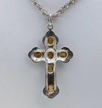 Load image into Gallery viewer, Navajo Citrine Marcasite Sterling Silver Cross Pendant
