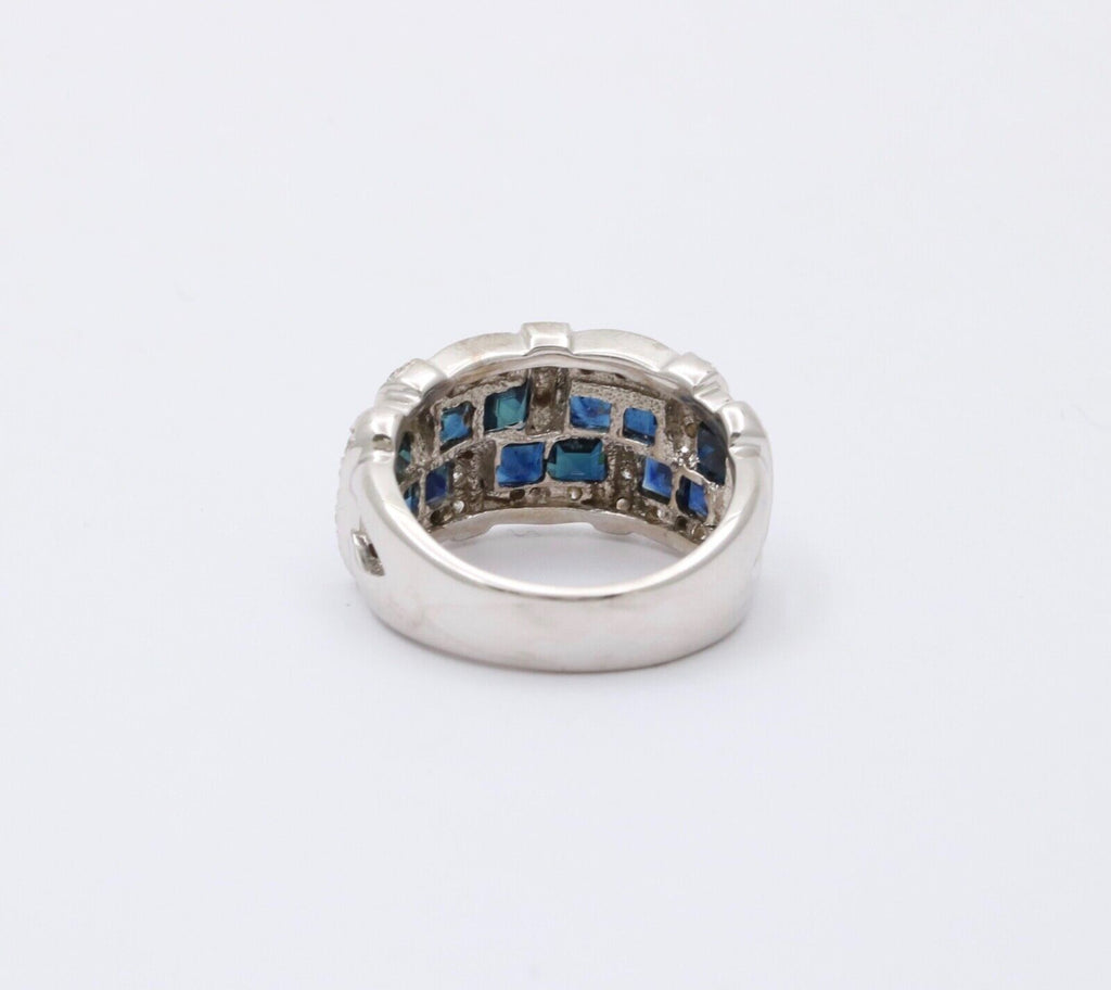 Vintage 18K White Gold Sapphire & Diamond Ring