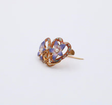 Load image into Gallery viewer, Edwardian 14K Pinkish Yellow Gold Clement Enamel Forget Me Not Brooch Pin
