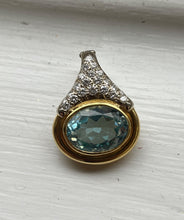 Load image into Gallery viewer, Vintage 18K Yellow Gold Blue Topaz and Diamond Pendant Necklace
