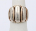 Vintage Kabana 14K Gold & String Silver Wide Ring Band