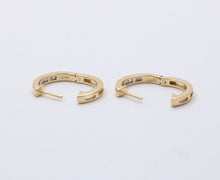 Load image into Gallery viewer, Vintage Ladies Diamonds 14K Yellow White Gold Huggie Earrings
