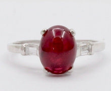 Load image into Gallery viewer, Vintage Platinum Cabochon Ruby Alternative Engagement Ring
