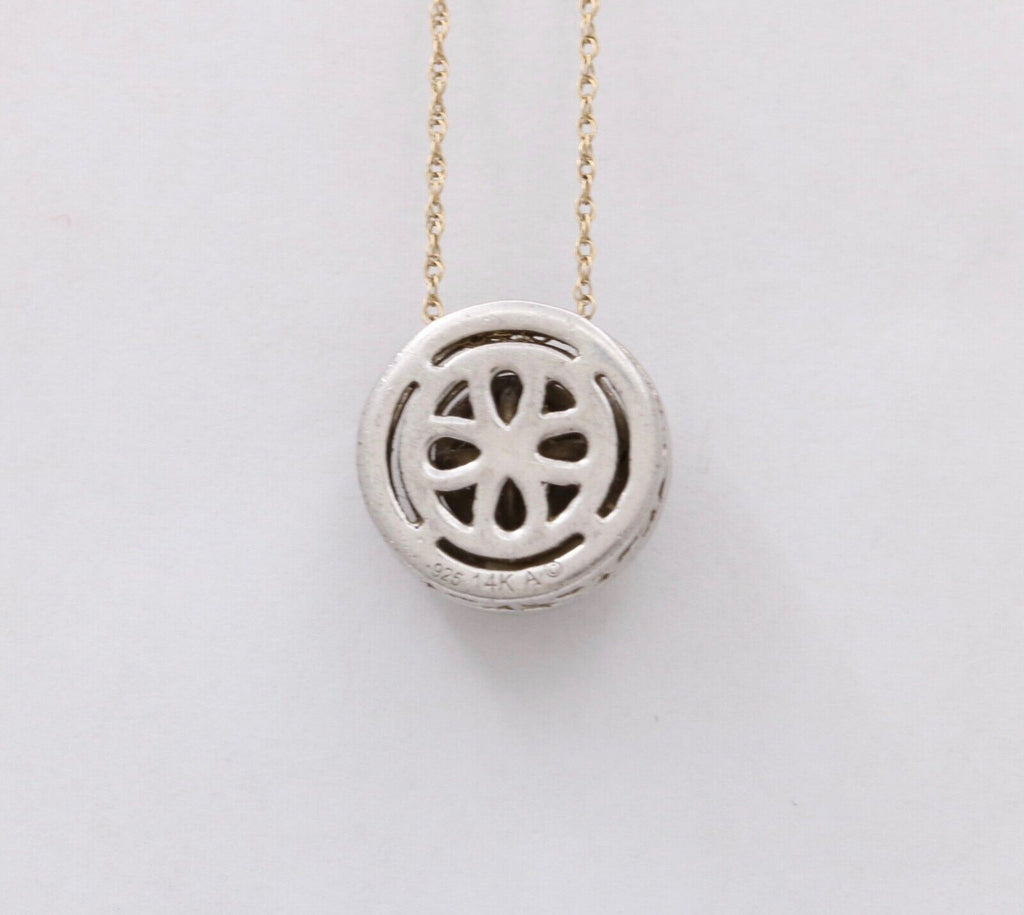 Vintage 14K & Sterling Silver Diamond Pendant , Necklace