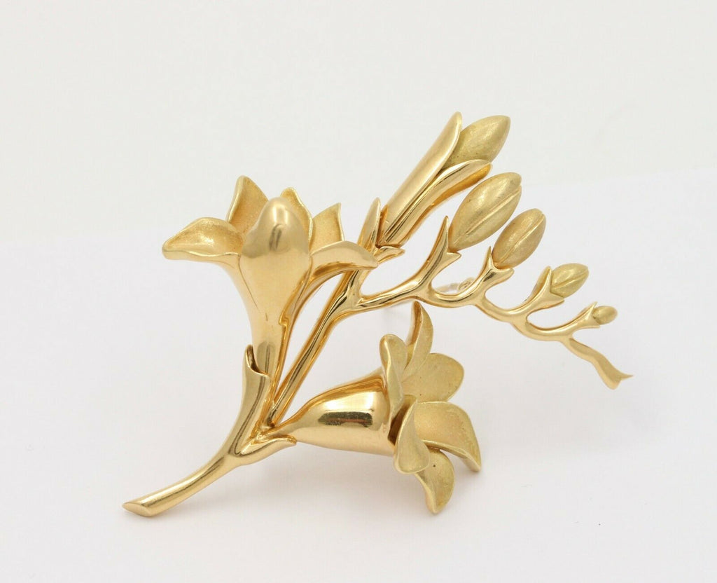 Vintage Tiffany & Co 18K Yellow Gold Heavy Floral Brooch