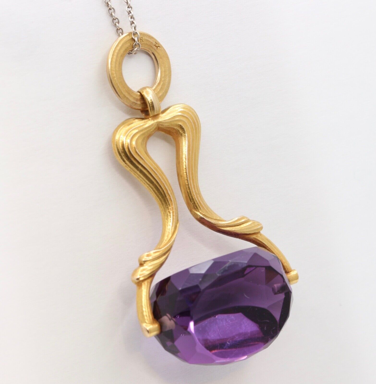 Beautiful Victorian FOB Amethyst 14K Yellow Gold Swivel Stone Pendant