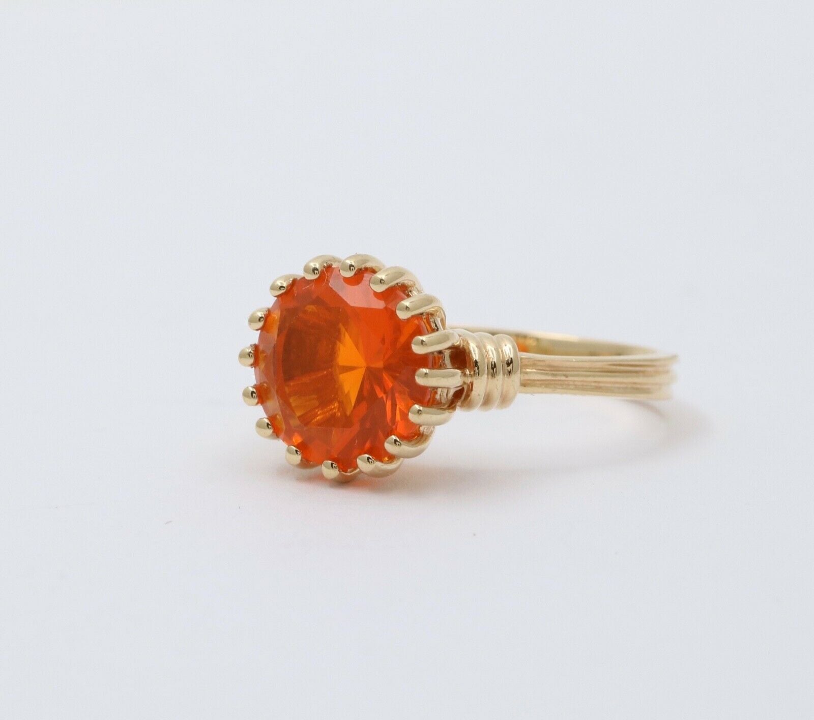 Powerful Orange Mexican Fire Opal 14K Yellow Gold Ring