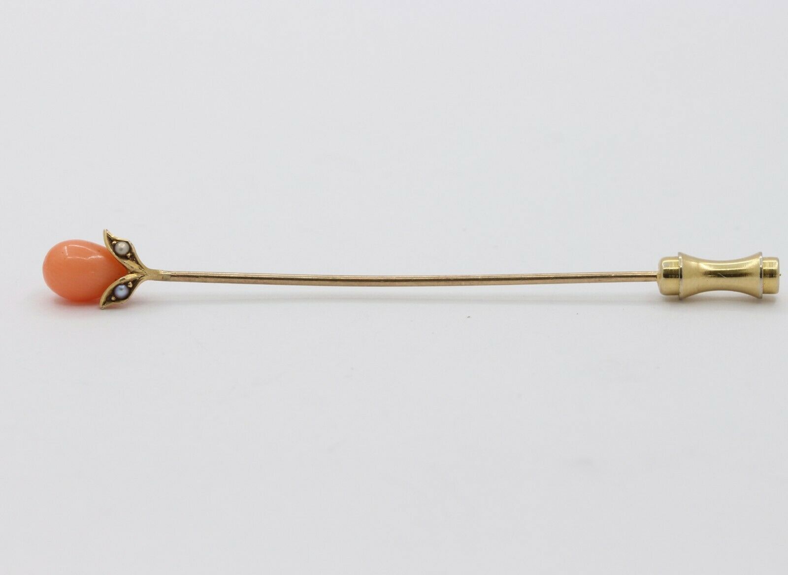 Vintage 14K Yellow Gold Coral Stick Pin