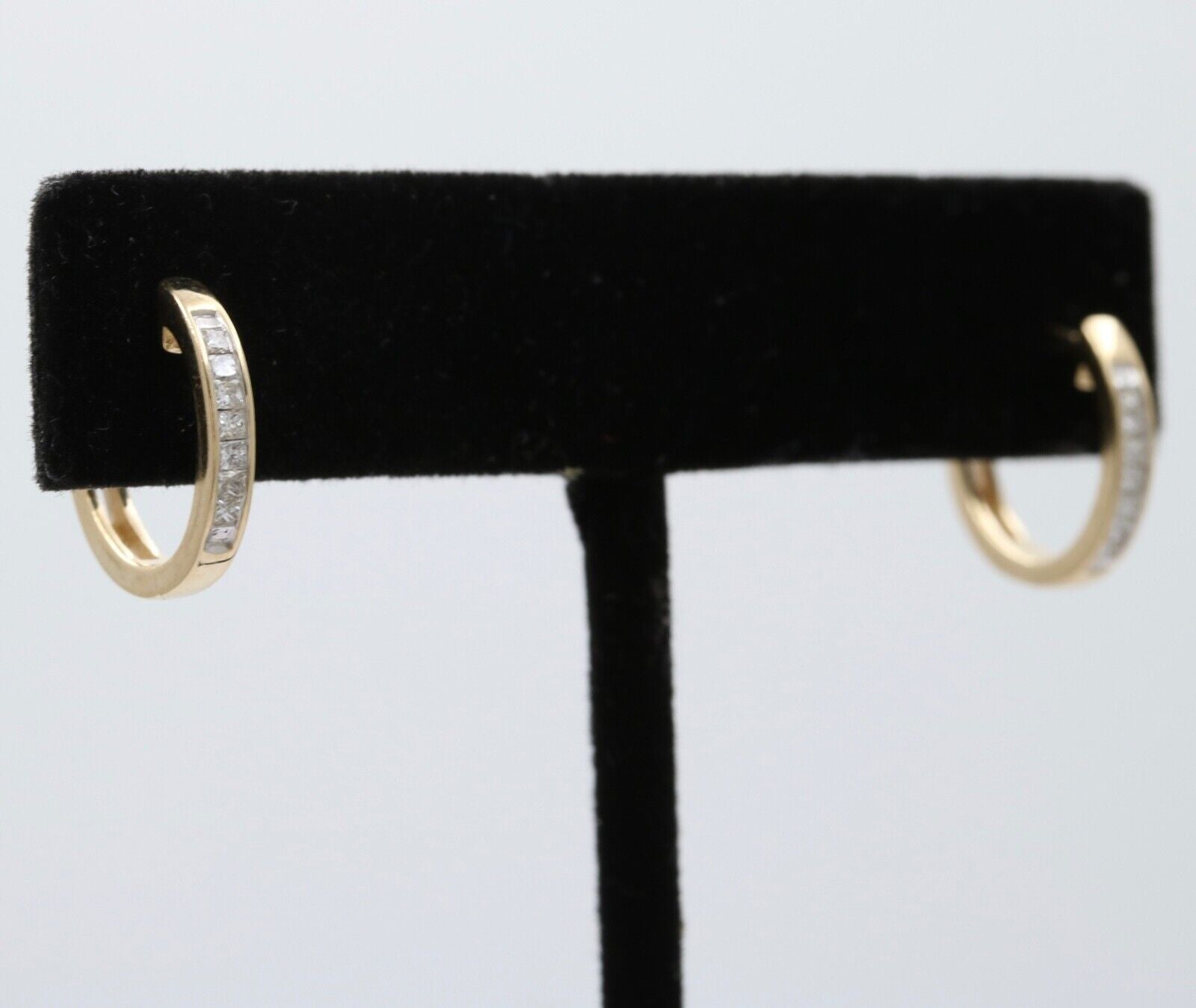 Vintage Ladies Diamonds 14K Yellow White Gold Huggie Earrings
