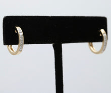 Load image into Gallery viewer, Vintage Ladies Diamonds 14K Yellow White Gold Huggie Earrings
