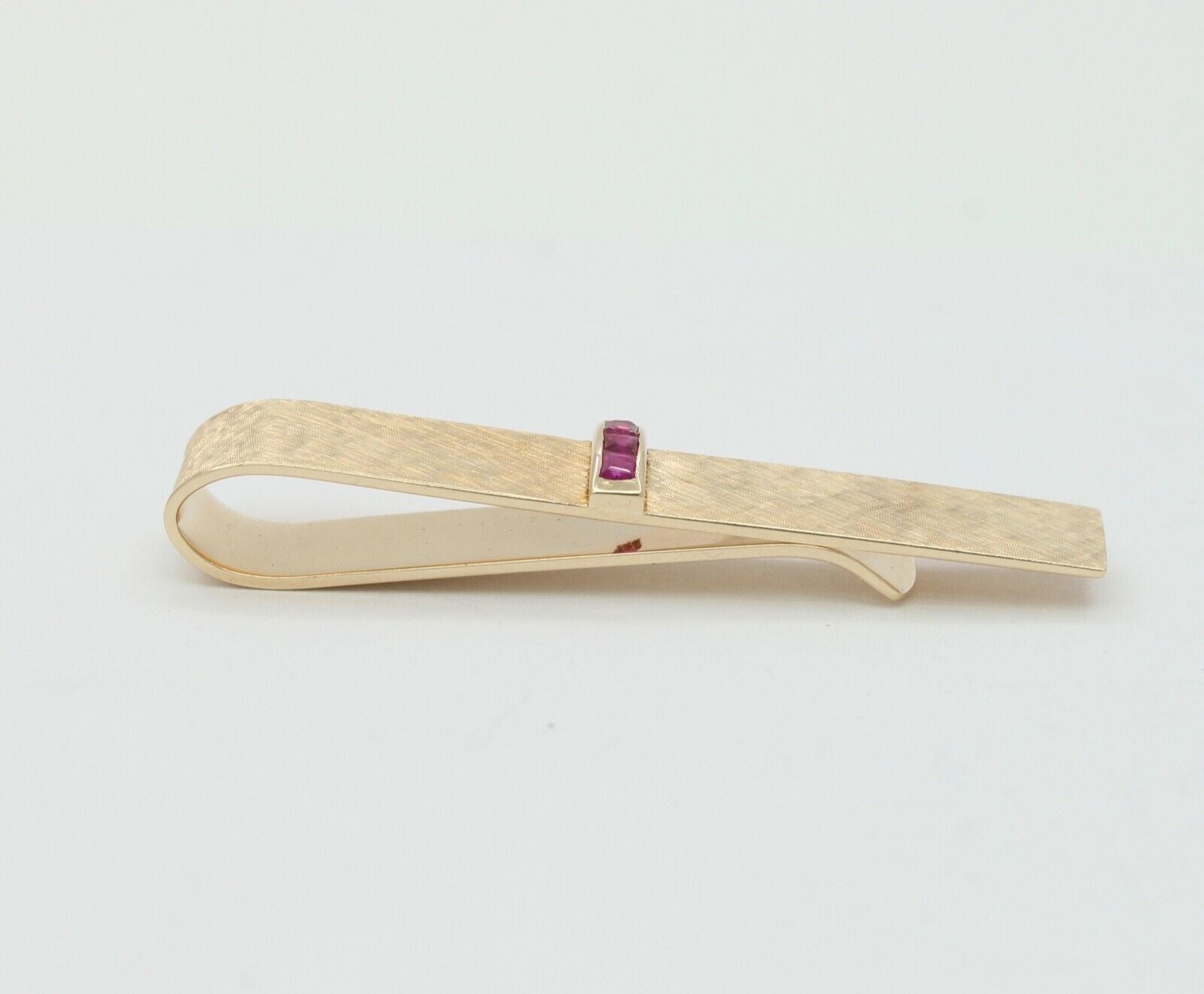 Vintage Tiffany and Co. 14K Yellow Gold Rubies Cross Brushed Finish Money Clip