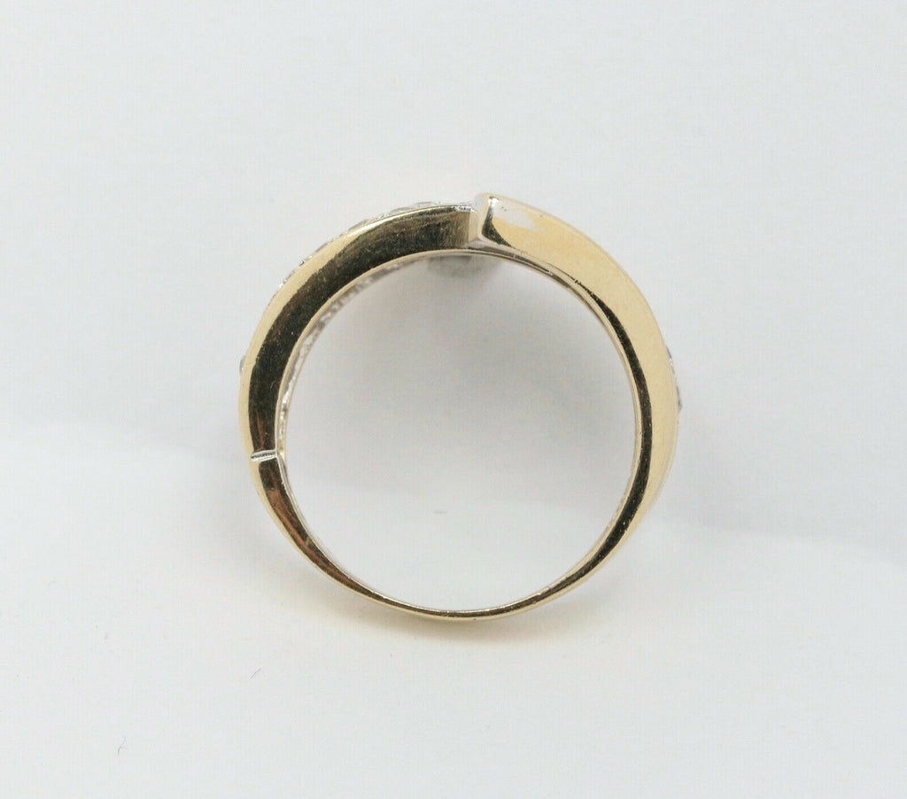 Vintage Ladies Diamonds 14K Yellow Gold Bypass Ring