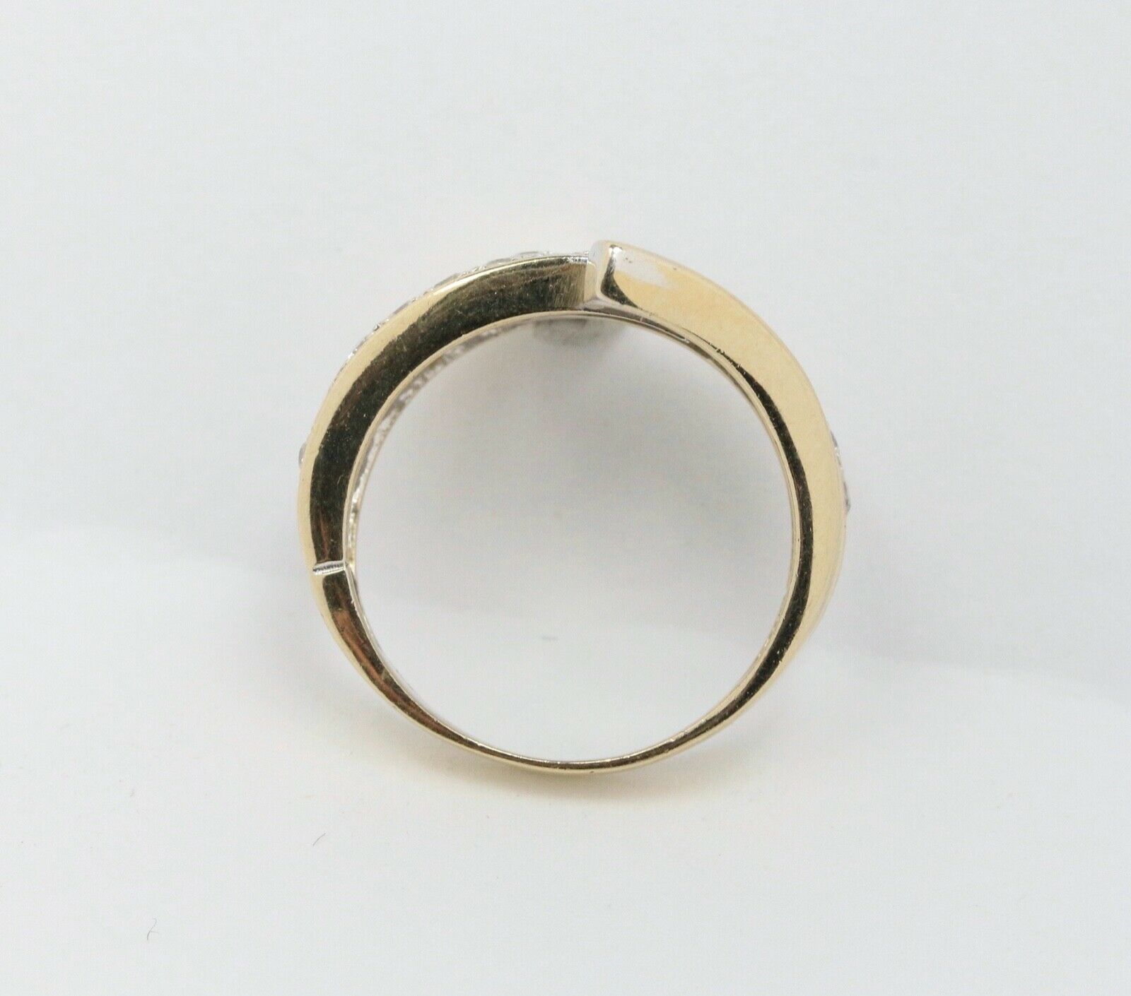 Vintage Ladies Diamonds 14K Yellow Gold Bypass Ring