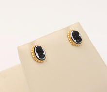 Load image into Gallery viewer, Vintage Victorian Revival Cameo 14K Yellow Gold Earrings
