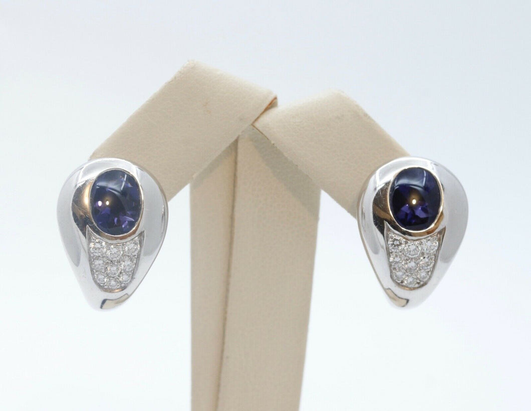 Mauboussin Vintage 18K White Gold Amethyst Diamonds Earrings