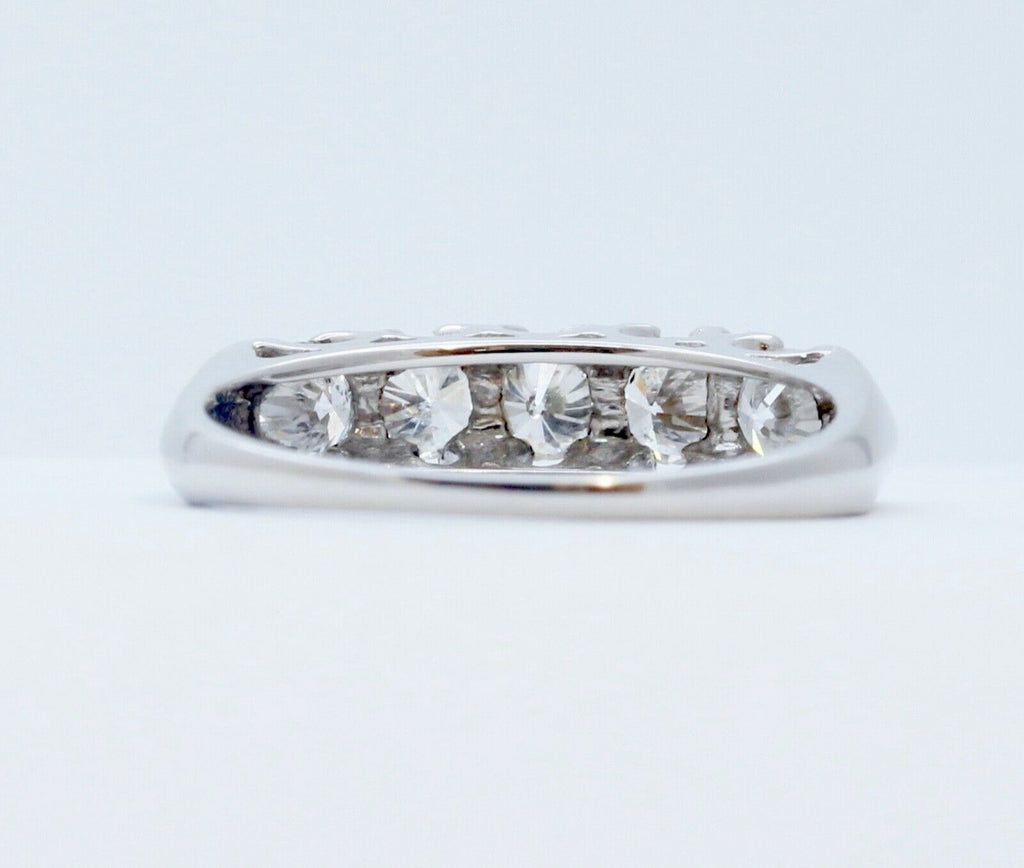 Vintage Ladies 14K White Gold Large Diamonds Wedding Band