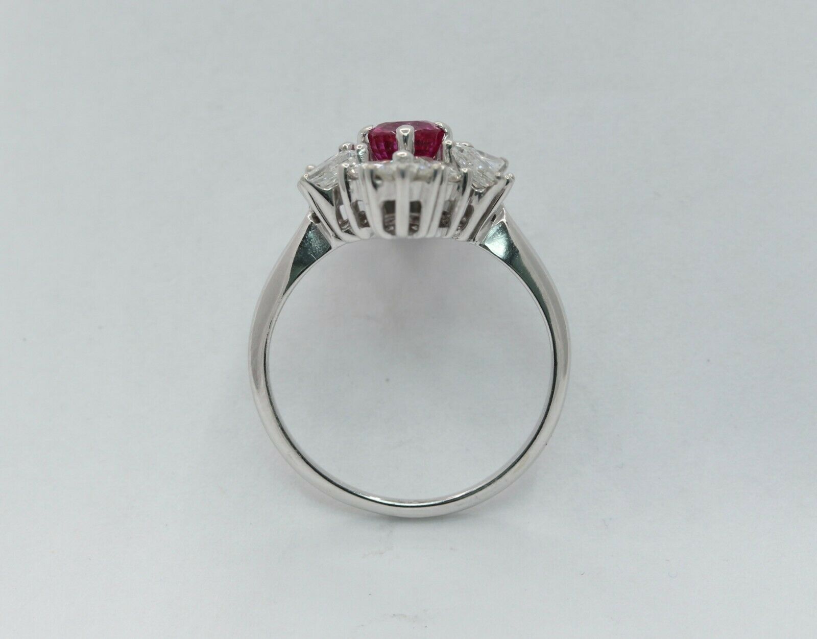 Vintage 14K White Gold Ruby Diamond Alternative Engagement Ring