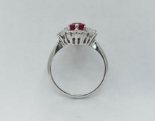 Load image into Gallery viewer, Vintage 14K White Gold Ruby Diamond Alternative Engagement Ring
