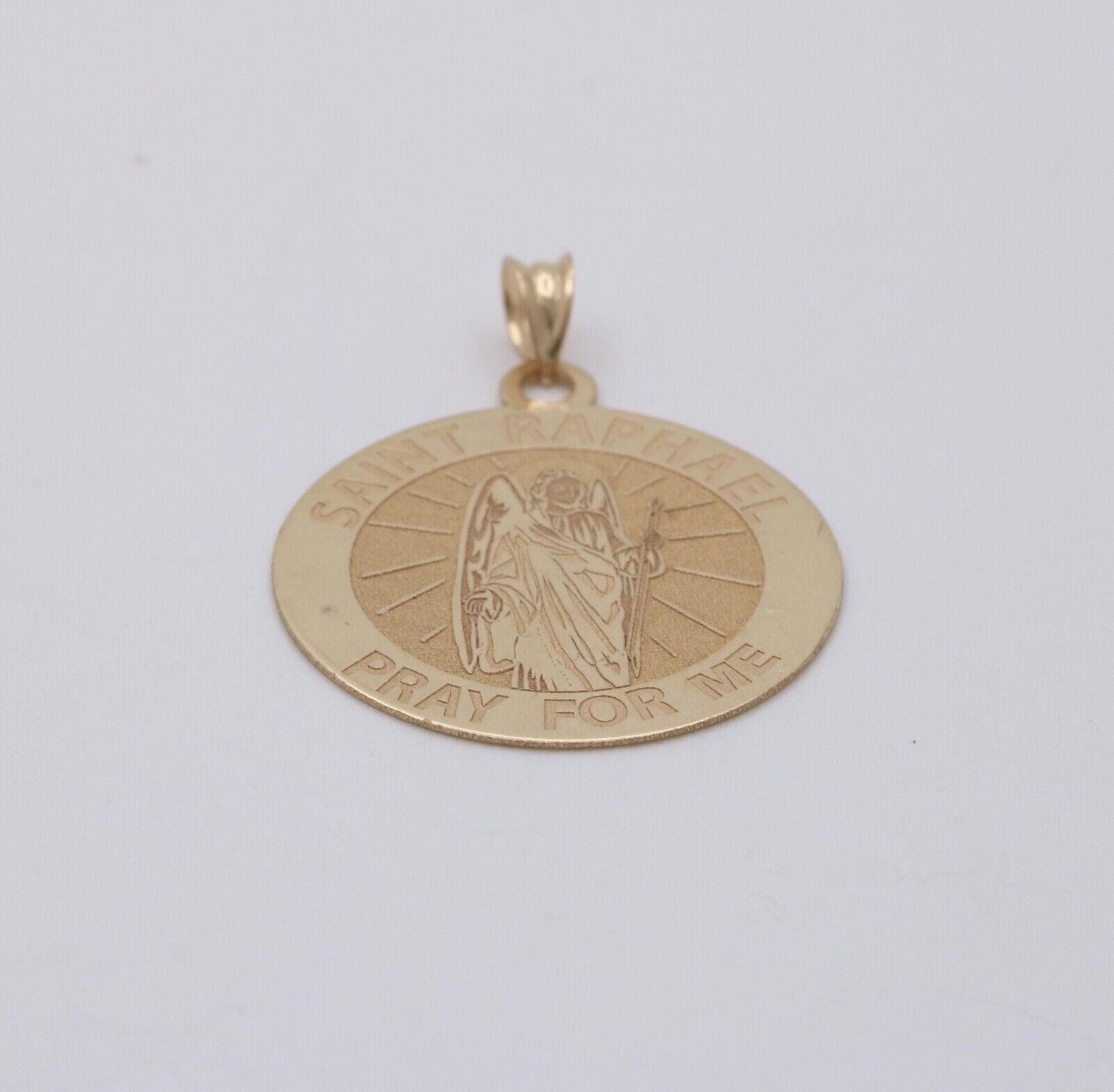 Vintage Saint Raphael 14K Yellow Gold Medallion Charm Pendant