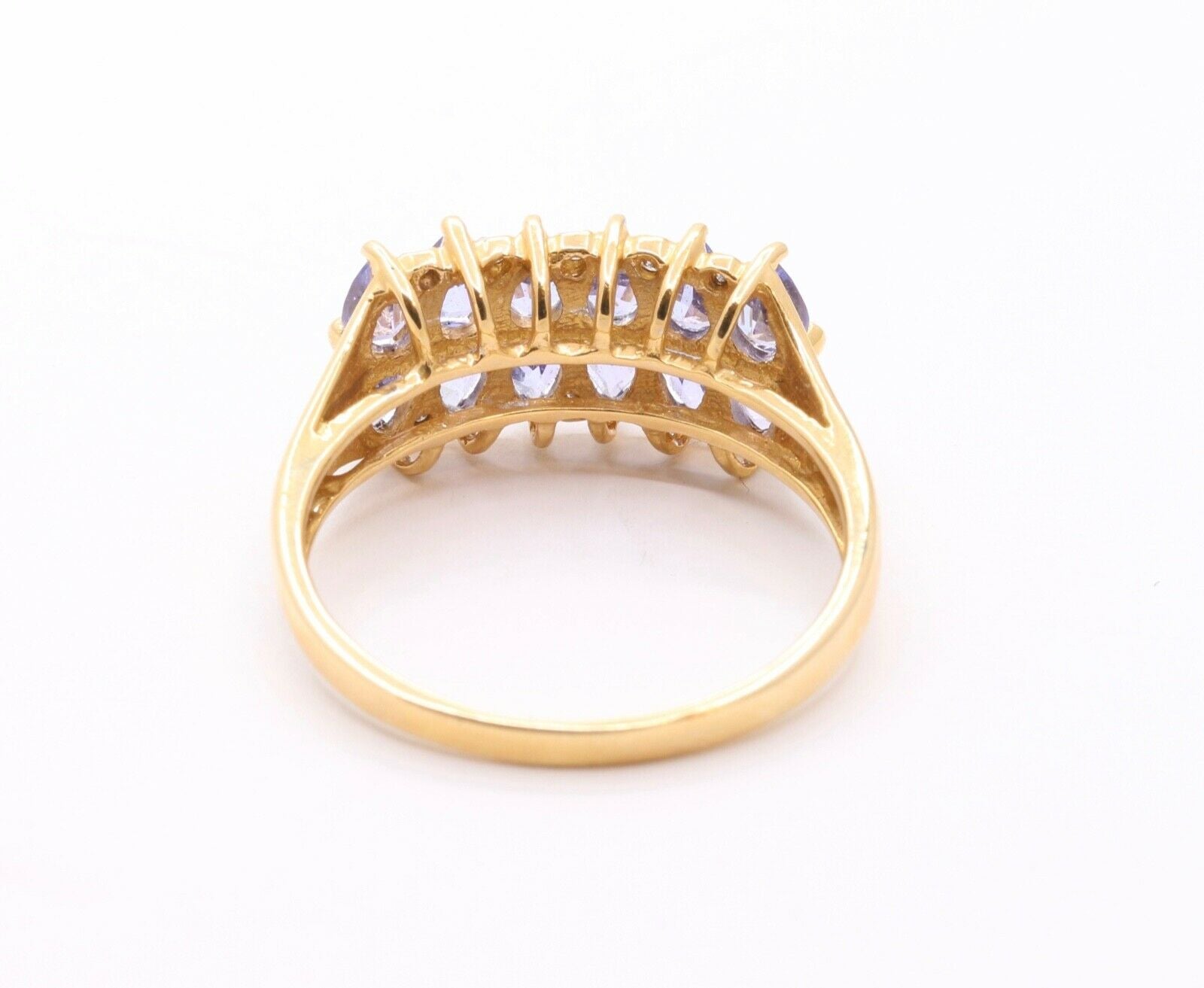 Vintage Tanzanite Diamonds 14K Yellow Gold Ladies Band