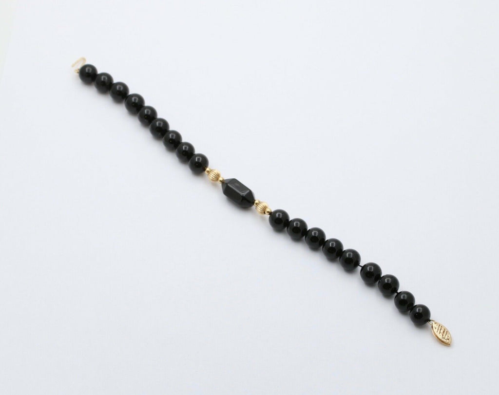 Vintage Black Onyx 14K Yellow Gold Bracelet