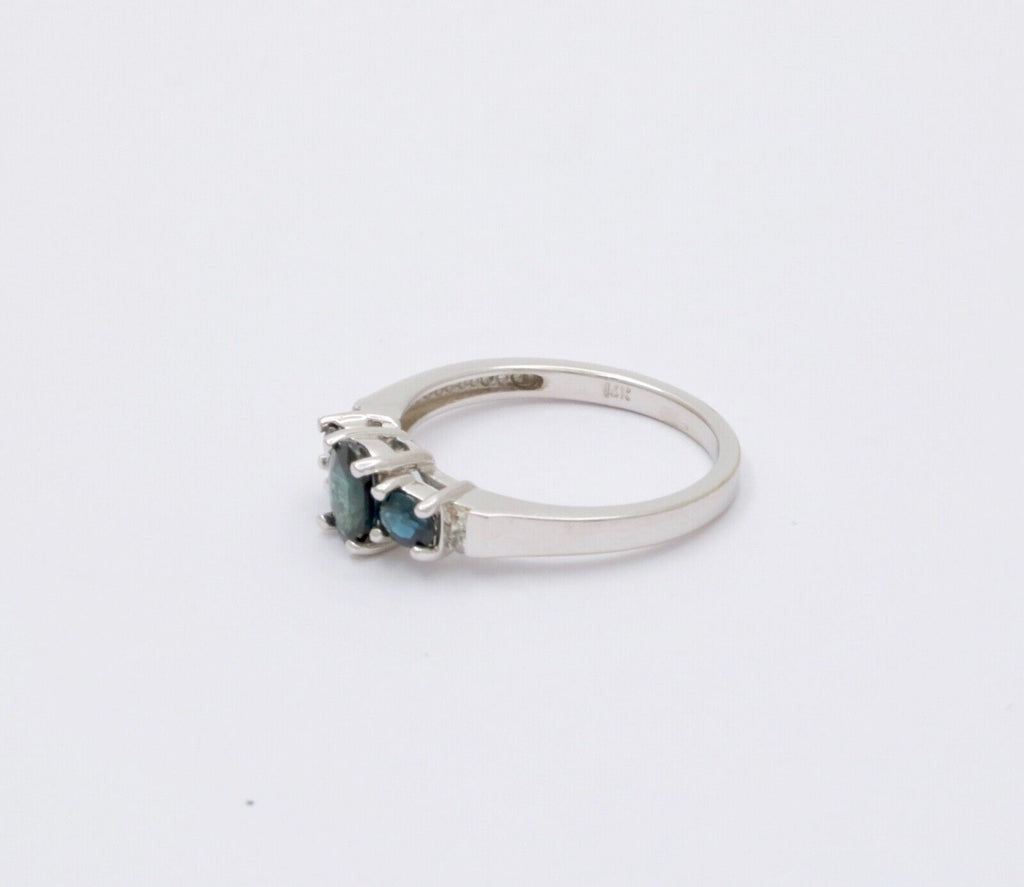 Vintage 14K White Gold Sapphire And Diamond Ring, Engagement Ring.