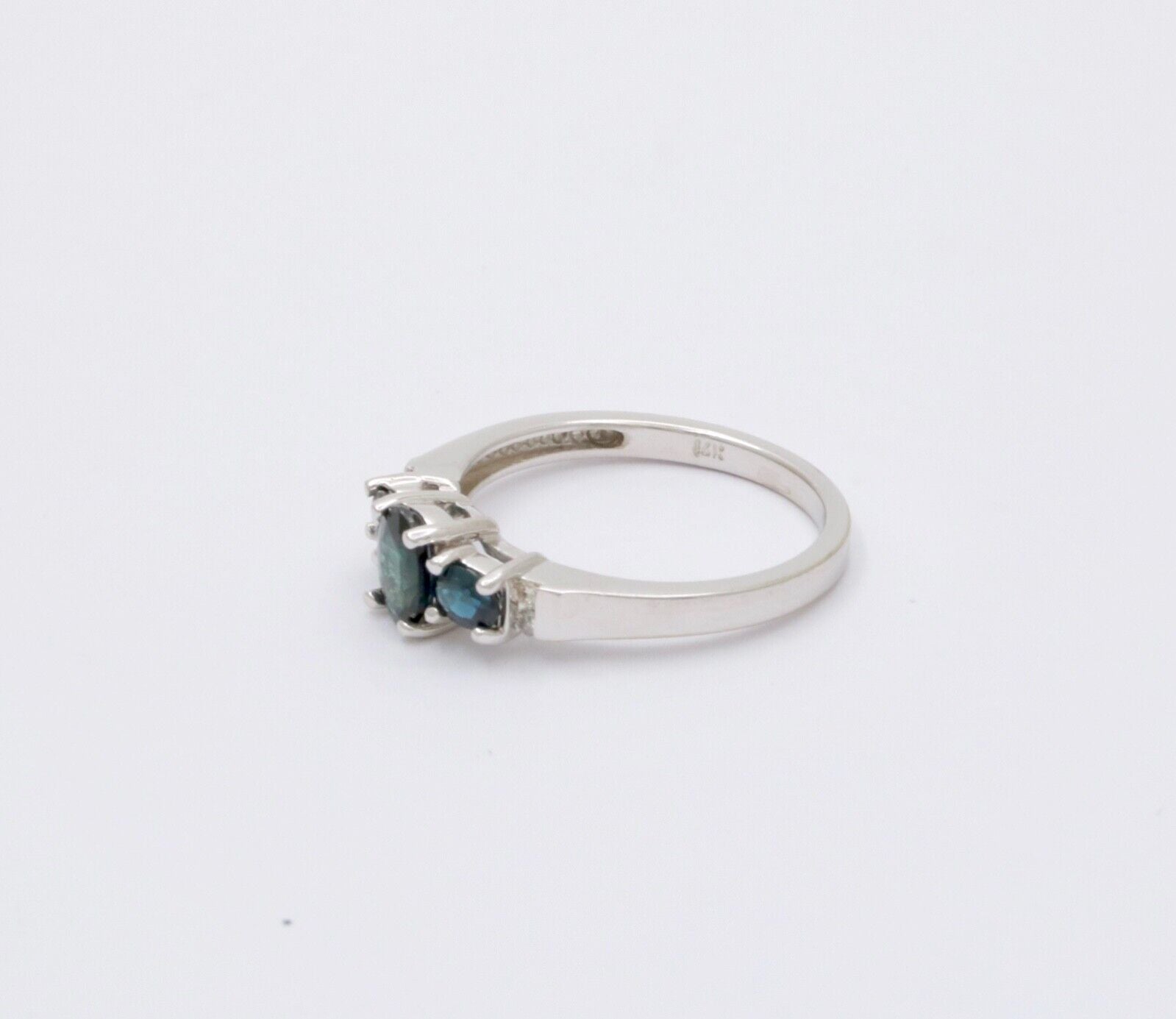 Vintage 14K White Gold Sapphire And Diamond Ring, Engagement Ring.