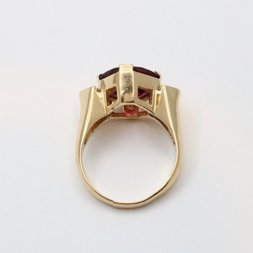 Vintage 14K Gold Rhodolite Garnet And Diamond Cocktail Ring
